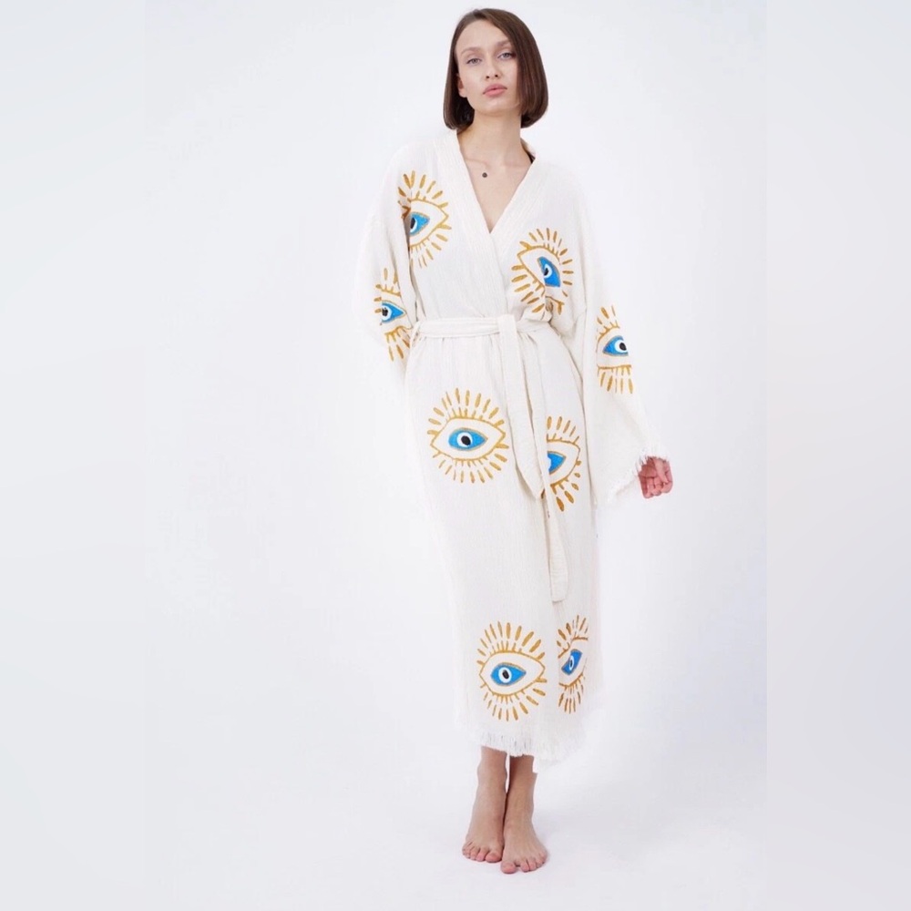 Handmade Evil Eye Boho Festival Kimono Boho Beachwear (NO BELT)